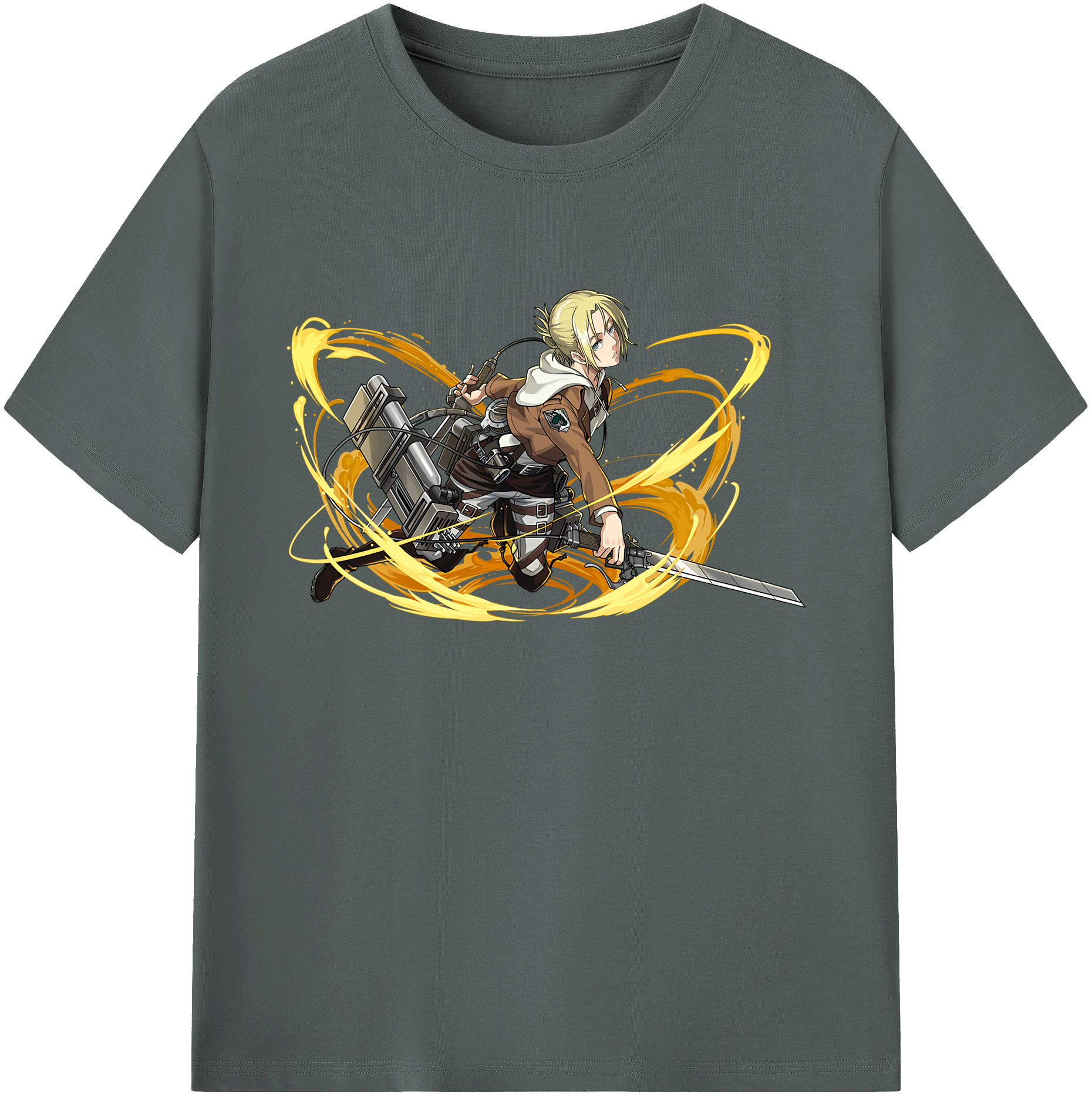 （画像用） 進撃の巨人 アニ・レオンハート Attack on Titan Annie Leonhart 綿100％ メンズ半袖Tシャツ｜肌触りやわらか＆通気性